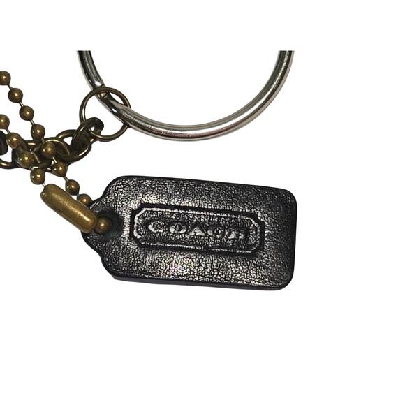 90s Coach Vintage Black Leather Mini City Bag Coin Purse Keychain Fob Charm - Picture 12 of 15